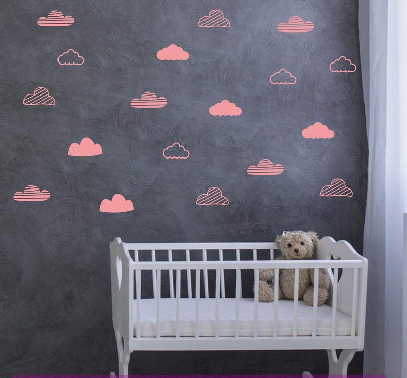 Yyart Cloud Wall Decals Wall Decor Kids Room Cloud Wall Stickers Vinyl Decals for Baby Boys Girls Nursery Toddler Room Decor Wall Stickers Nursery A64 (Pink) - Image 4